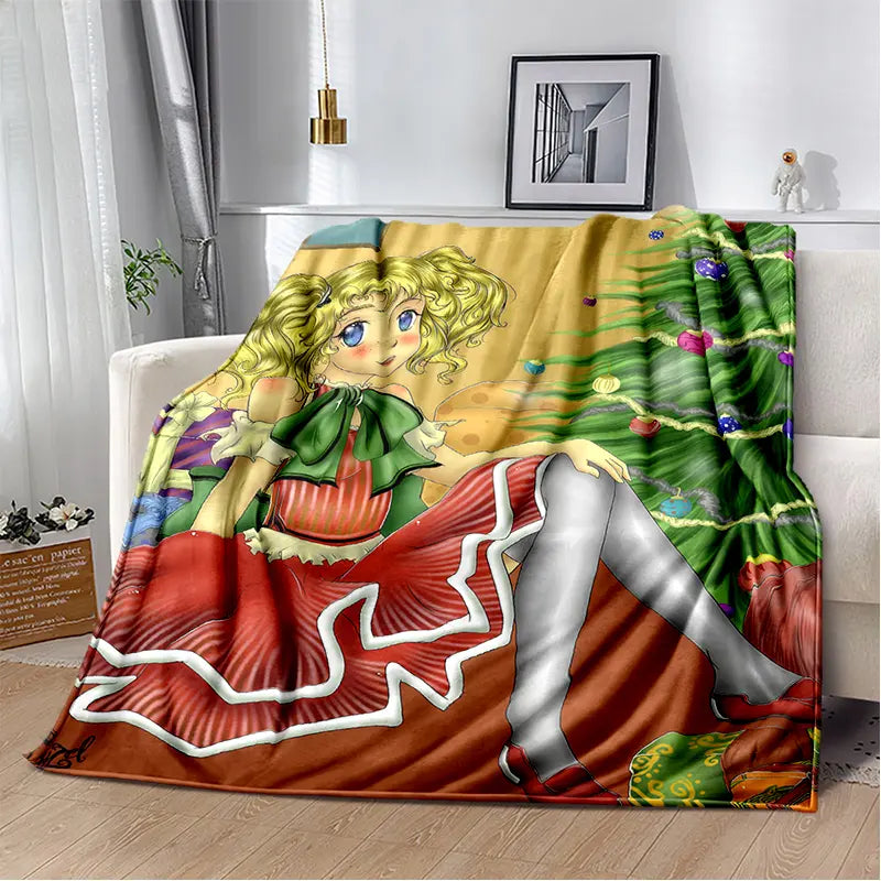 2025 New Style Candy Candy Girl Cartoon Anime Soft Plush Blanket,Flannel Throw Blanket Polyester Blanket for Living Room Bedroom Sofa Kid Gift