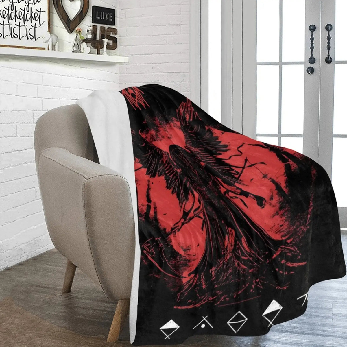 Metal Music Dark Aesthetic Pattern Flannel Blanket, Soft Warm Throw Blanket, Air-conditioned Sofa Bedroom Dorm Couch Office Car Travel Home Blanket, Warm Nap Blanket for Men Women Adults Boys Girls, Birthday Mother's Day Fans Gifts