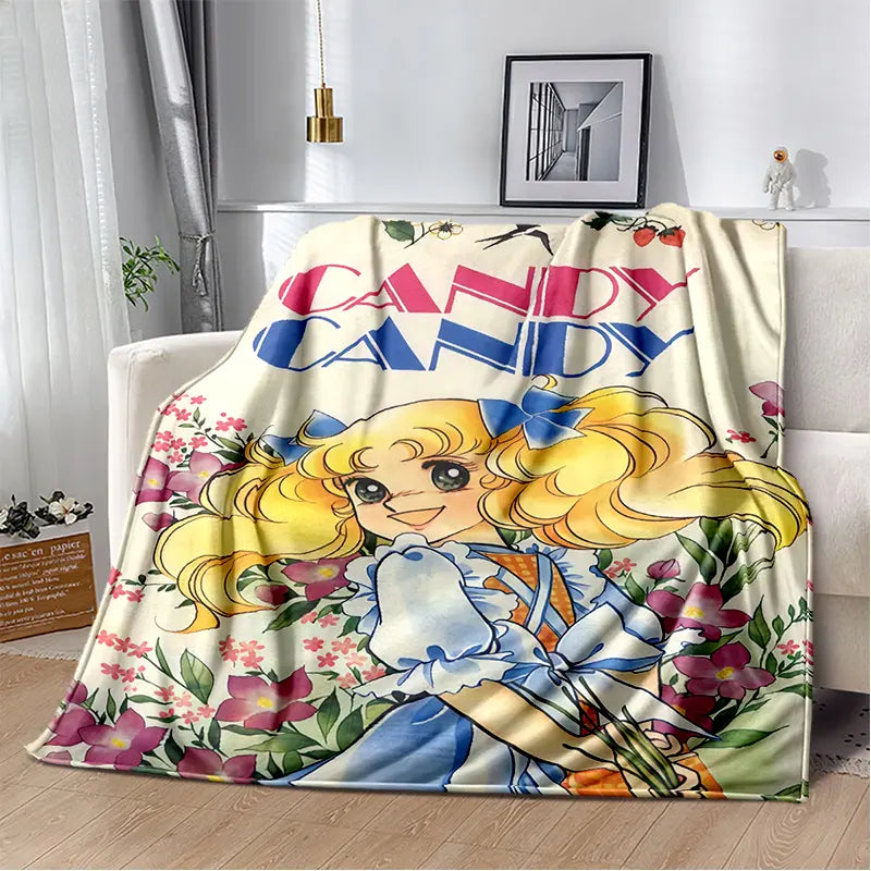 2025 New Style Candy Candy Girl Cartoon Anime Soft Plush Blanket,Flannel Throw Blanket Polyester Blanket for Living Room Bedroom Sofa Kid Gift