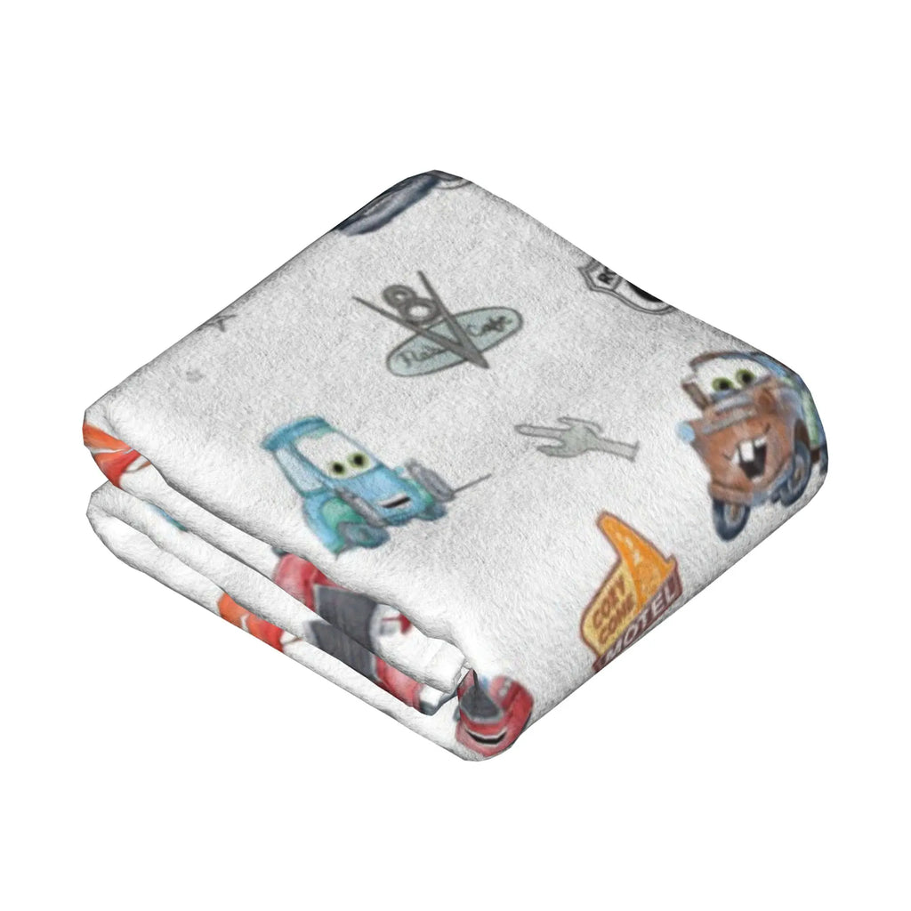 [SummerVibes] DISNEY CLASSIC Soft Funny Cars‌ Throw Blanket Route 66 Cars Blanket, Home Bedroom Decor