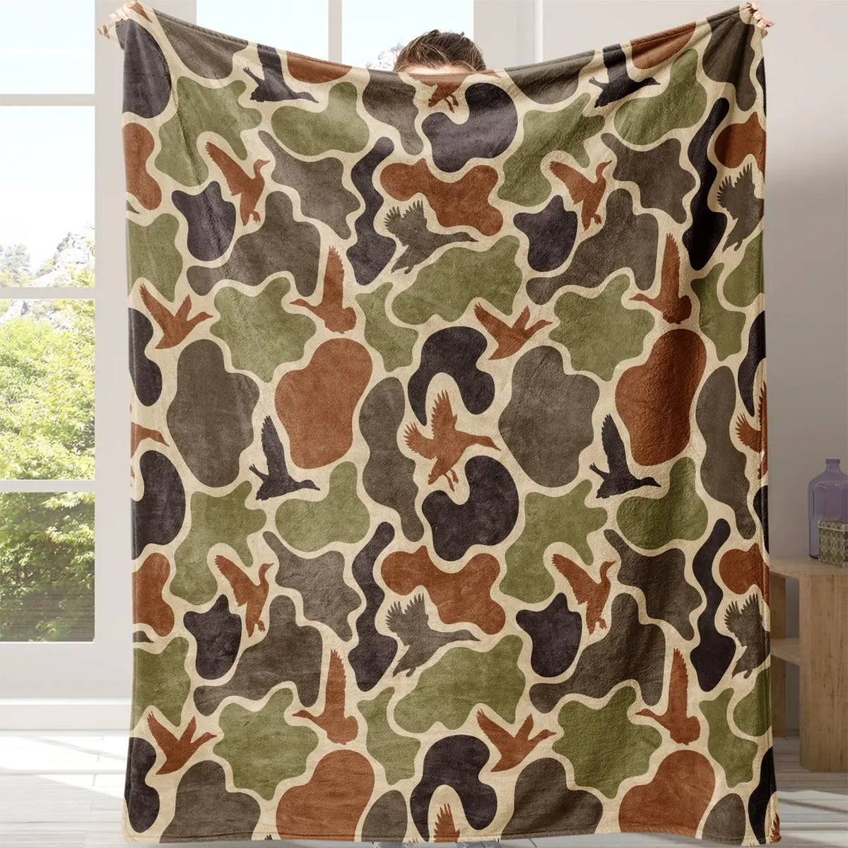Camouflage Pattern Flannel Blanket, 1 Count Soft Comfortable Warm Napping Throw Blanket, Cool Bedroom Bedding Blankets for Home Office Travel Camping