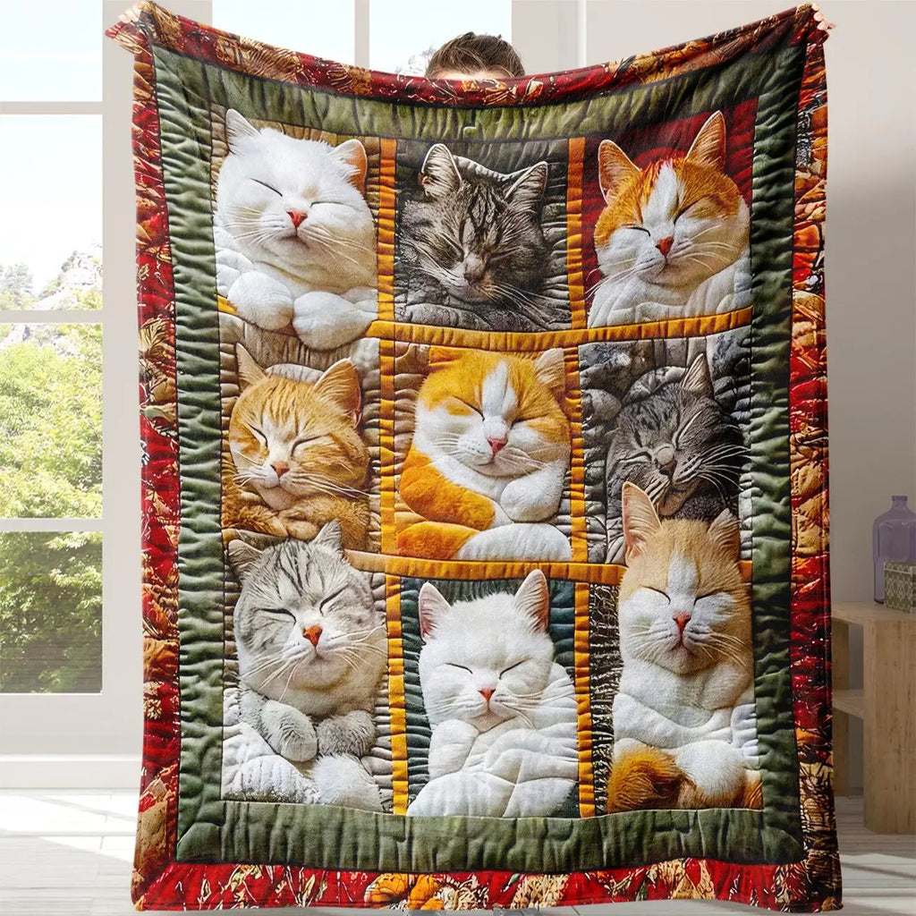 Cat Pattern Flannel Blanket, 1 Count Soft Comfortable Cozy Graphic Throw Blanket with Storage Bag, Air-conditioned Room Blanket, Warm Nap Blanket for Home Office Travel, Cozy Blankets